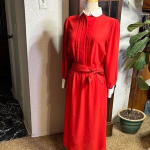 Vintage Ms. CHAUS Hong Kong red & white dress